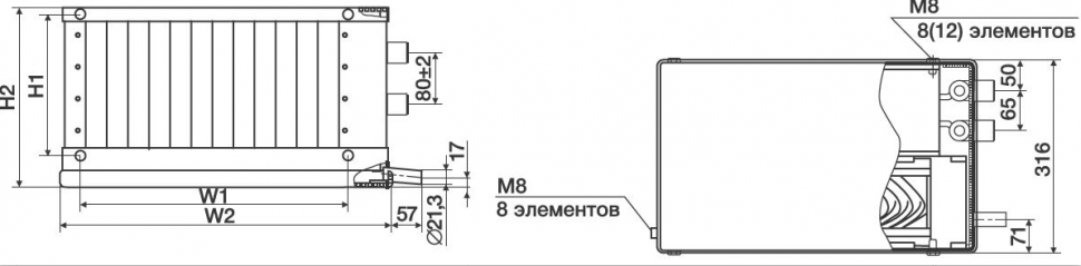 Водяной охладитель Shuft WHR-W 500х250/3